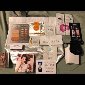 Small Athleta Tote with 14 beauty samples